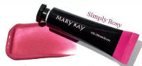 Mary Kay lip gloss packaging with pink lip gloss on a white background